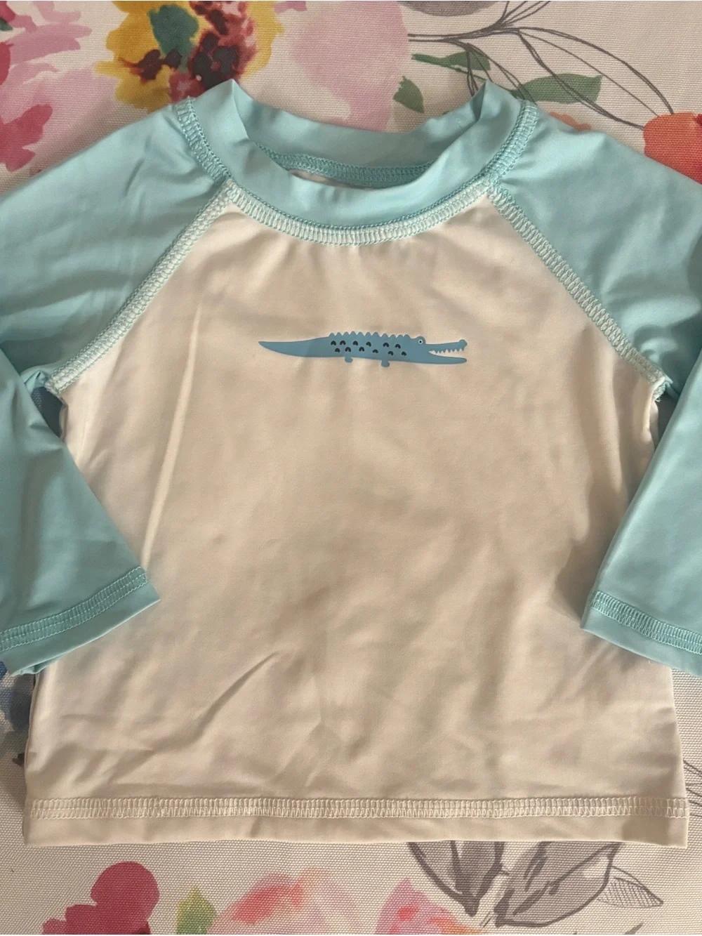 Kids Boys Light Blue Crocodile Rash Guard Swim Set